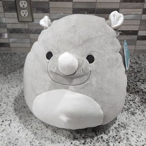 SQUISHMALLOWS grey rhinoceros‎ 12" Irving new!!!